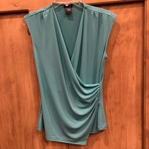 Ann Taylor Wrap Top W/Side Ruching SZ M